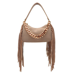 Borsa Twinset Liliane beige in vera pelle elegante con frange