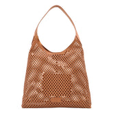 Borsa tote mocha Twinset in vera pelle laserata
