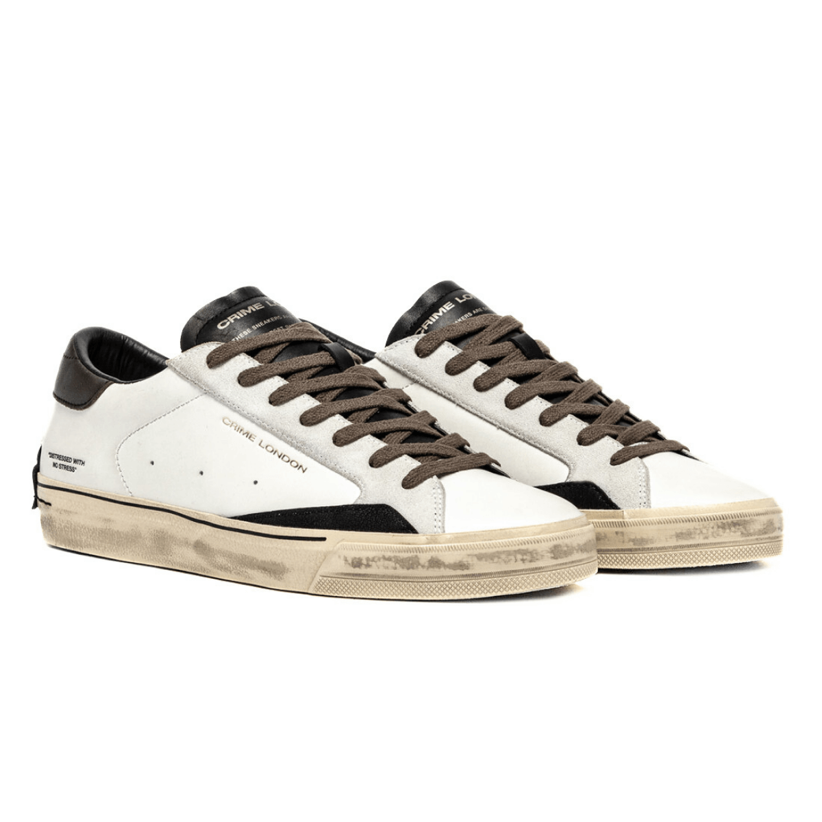 CRIME LONDON SNEAKER DISTRESSED 11075 10 BIANCO