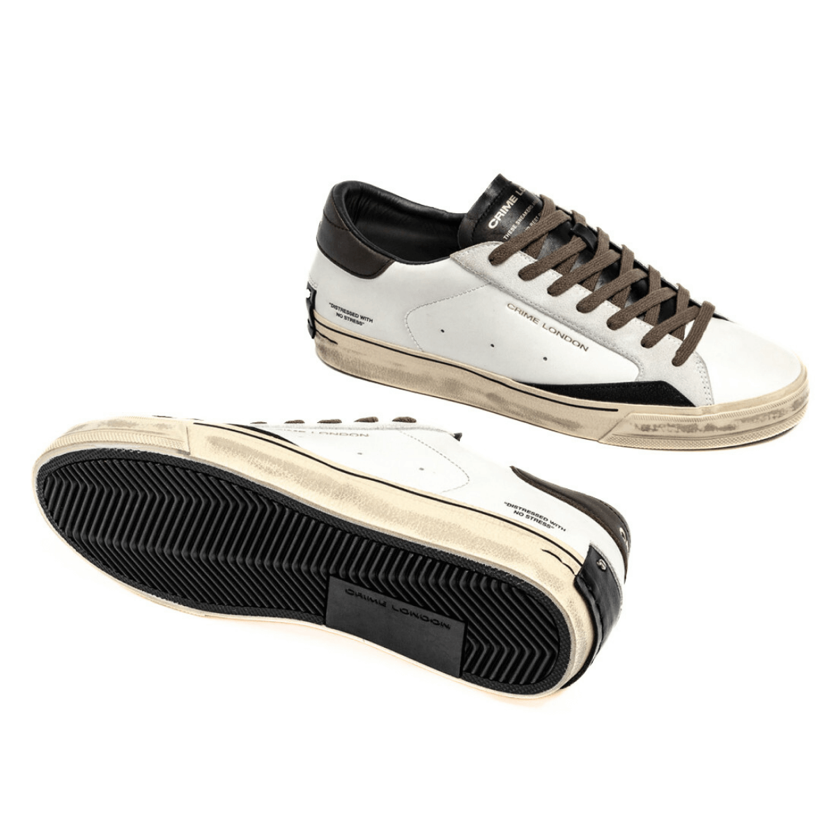 CRIME LONDON SNEAKER DISTRESSED 11075 10 BIANCO