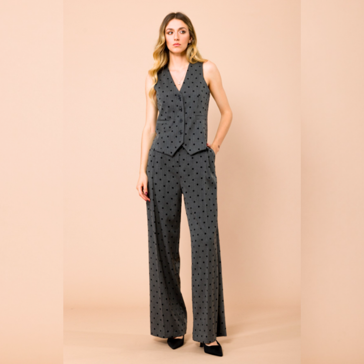 MARYLEY GILET 134 POIS GRIGIO