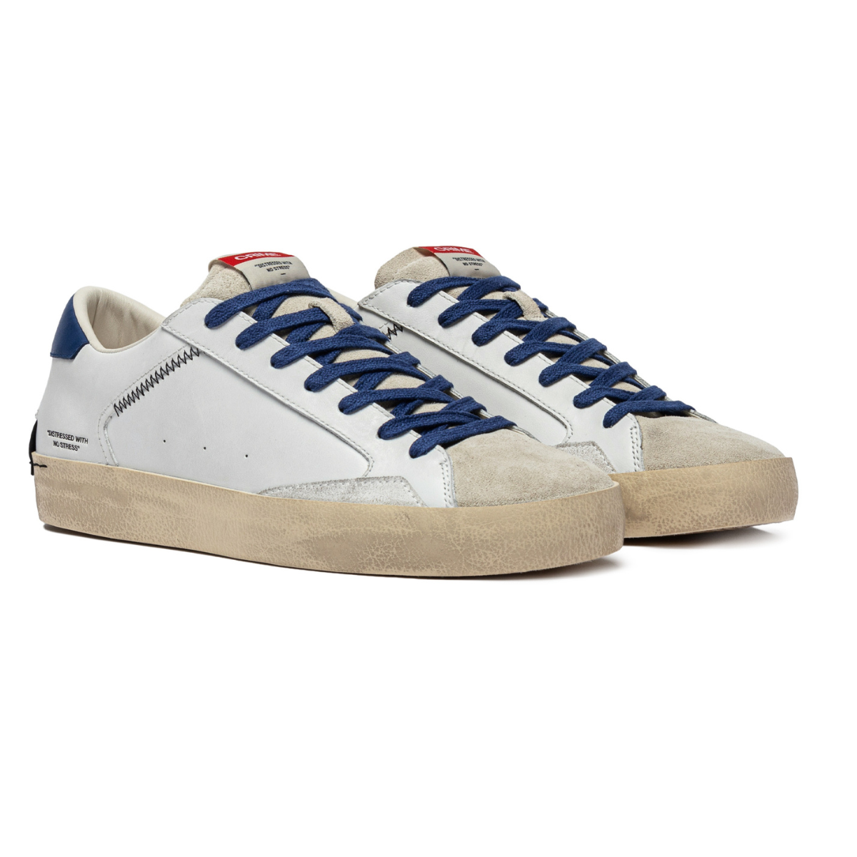 CRIME LONDON SNEAKERS 14000 DISTRESSED BIANCO