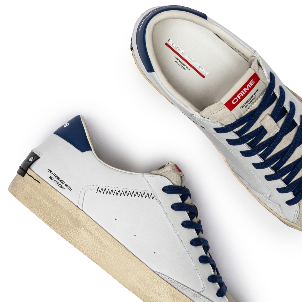 CRIME LONDON SNEAKERS 14000 DISTRESSED BIANCO