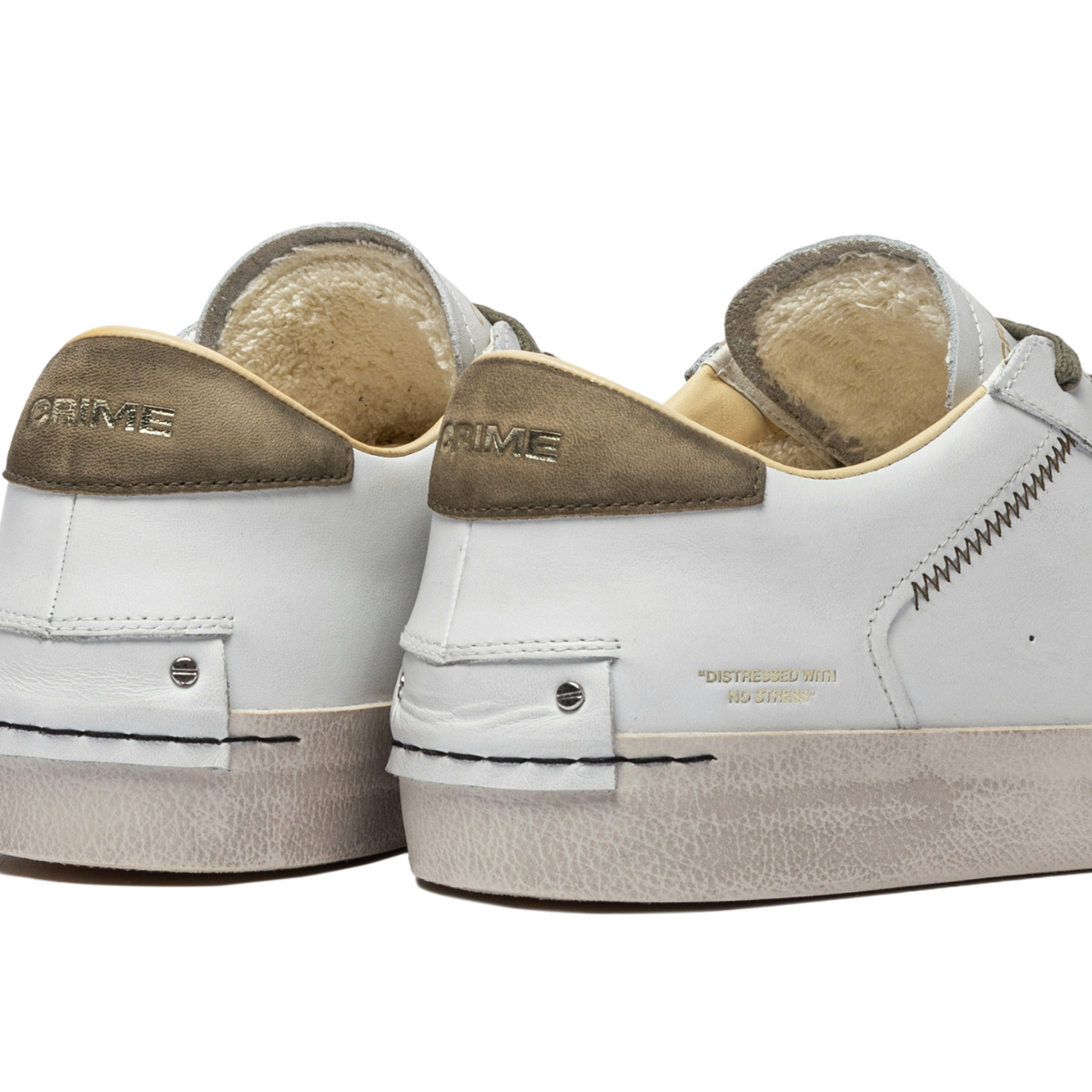 CRIME LONDON SNEAKERS 14001 DISTRESSED BIANCO