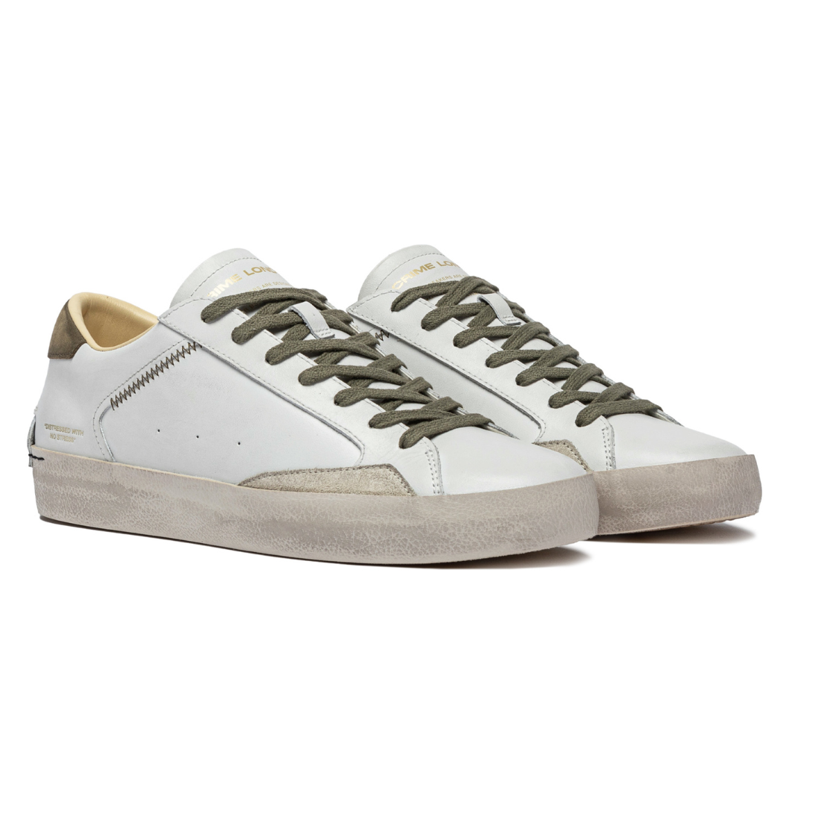 CRIME LONDON SNEAKERS 14001 DISTRESSED BIANCO