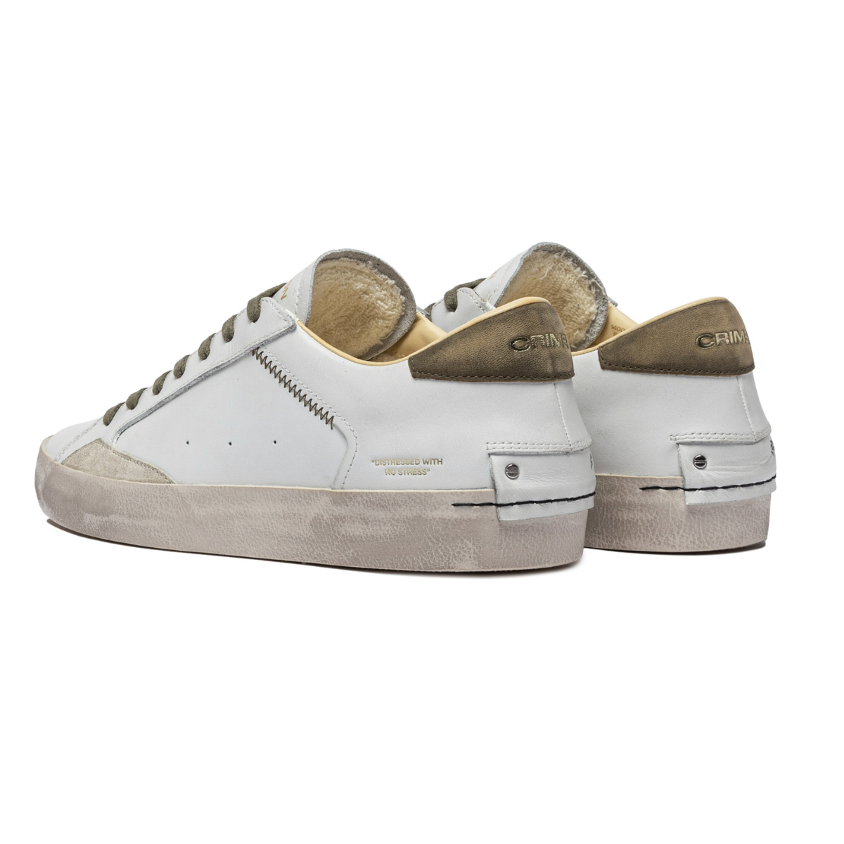 CRIME LONDON SNEAKERS 14001 DISTRESSED BIANCO