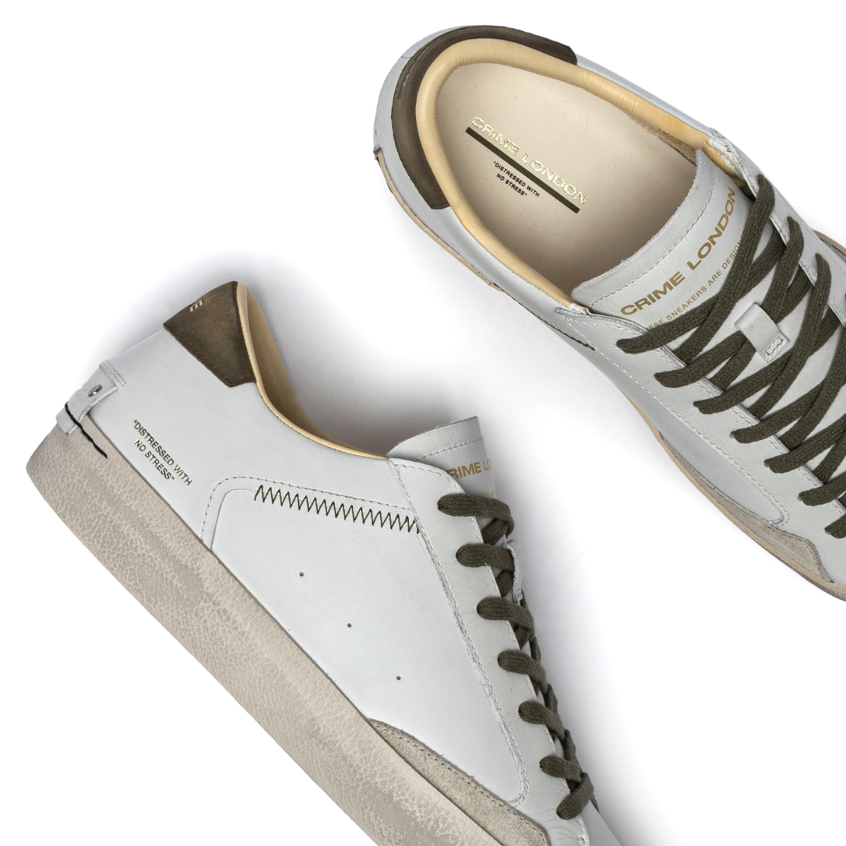 CRIME LONDON SNEAKERS 14001 DISTRESSED BIANCO