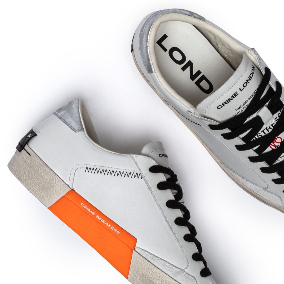CRIME LONDON SNEAKERS 14004 DISTRESSED BIANCO
