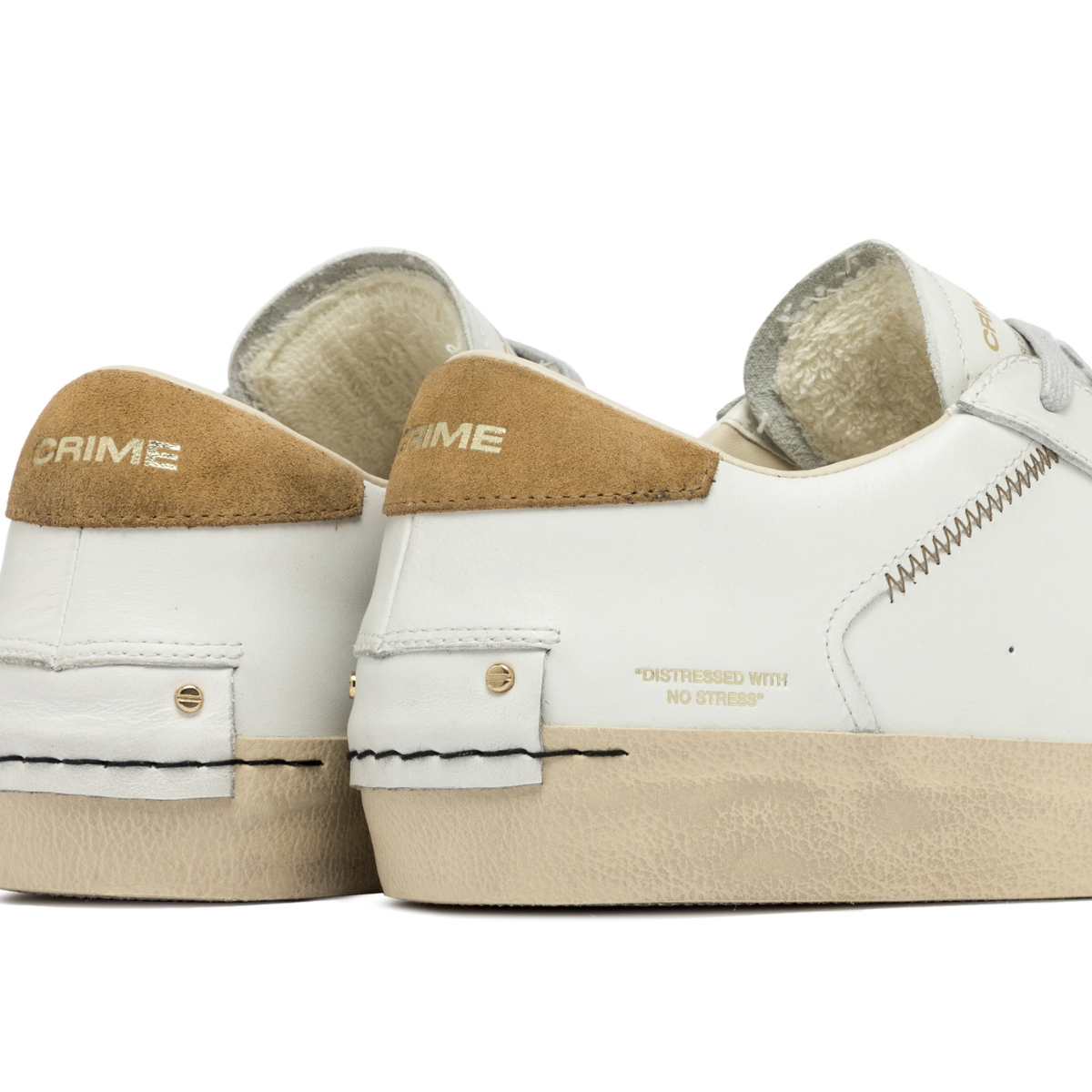 CRIME LONDON SNEAKERS 14006 DISTRESSED BIANCO