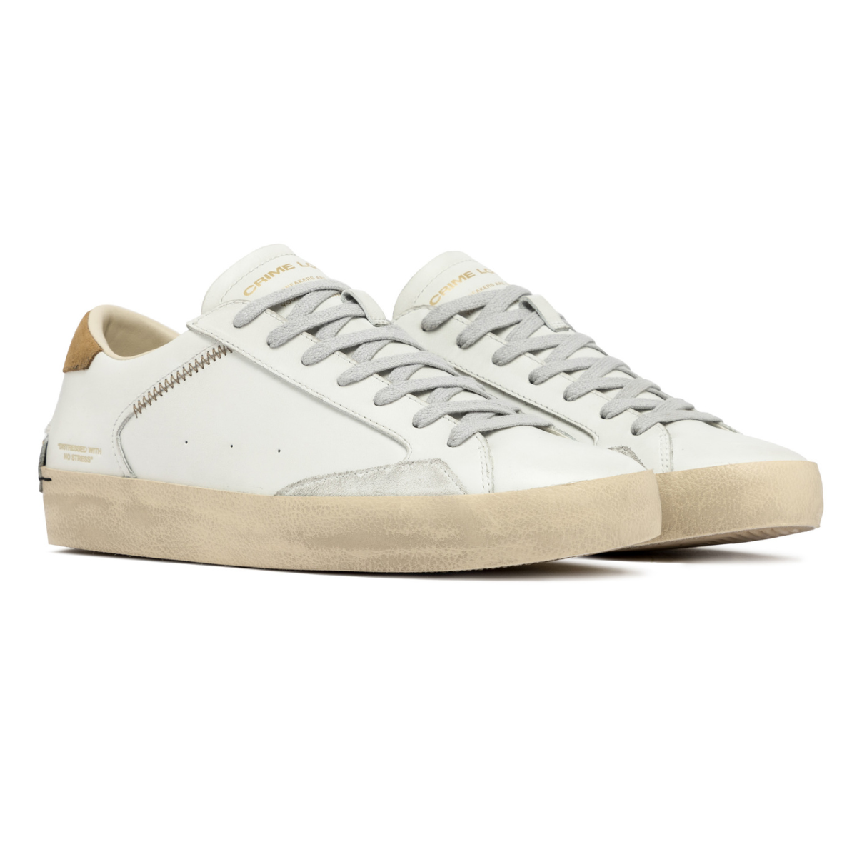 CRIME LONDON SNEAKERS 14006 DISTRESSED BIANCO