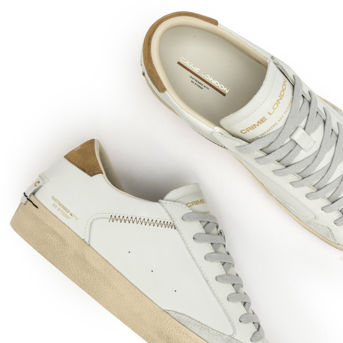 CRIME LONDON SNEAKERS 14006 DISTRESSED BIANCO