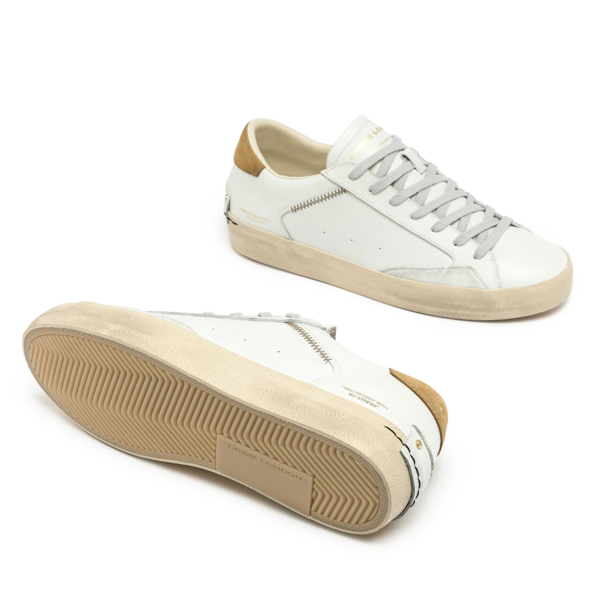 CRIME LONDON SNEAKERS 14006 DISTRESSED BIANCO