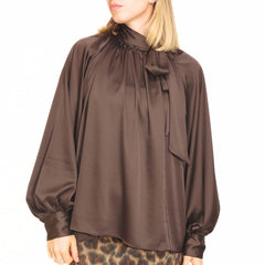 VICOLO BLUSA 1562 FIOCCO MARRONE