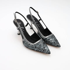 MALÙ SLINGBACK 1612 PAILLETTES ACCIAIO