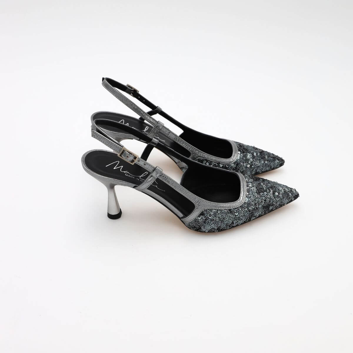 MALÙ SLINGBACK 1612 PAILLETTES ACCIAIO