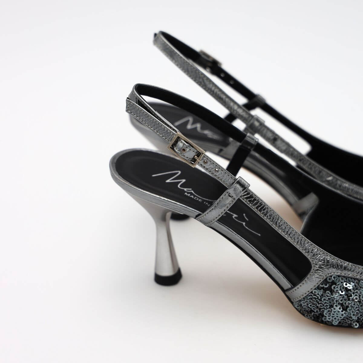 MALÙ SLINGBACK 1612 PAILLETTES ACCIAIO