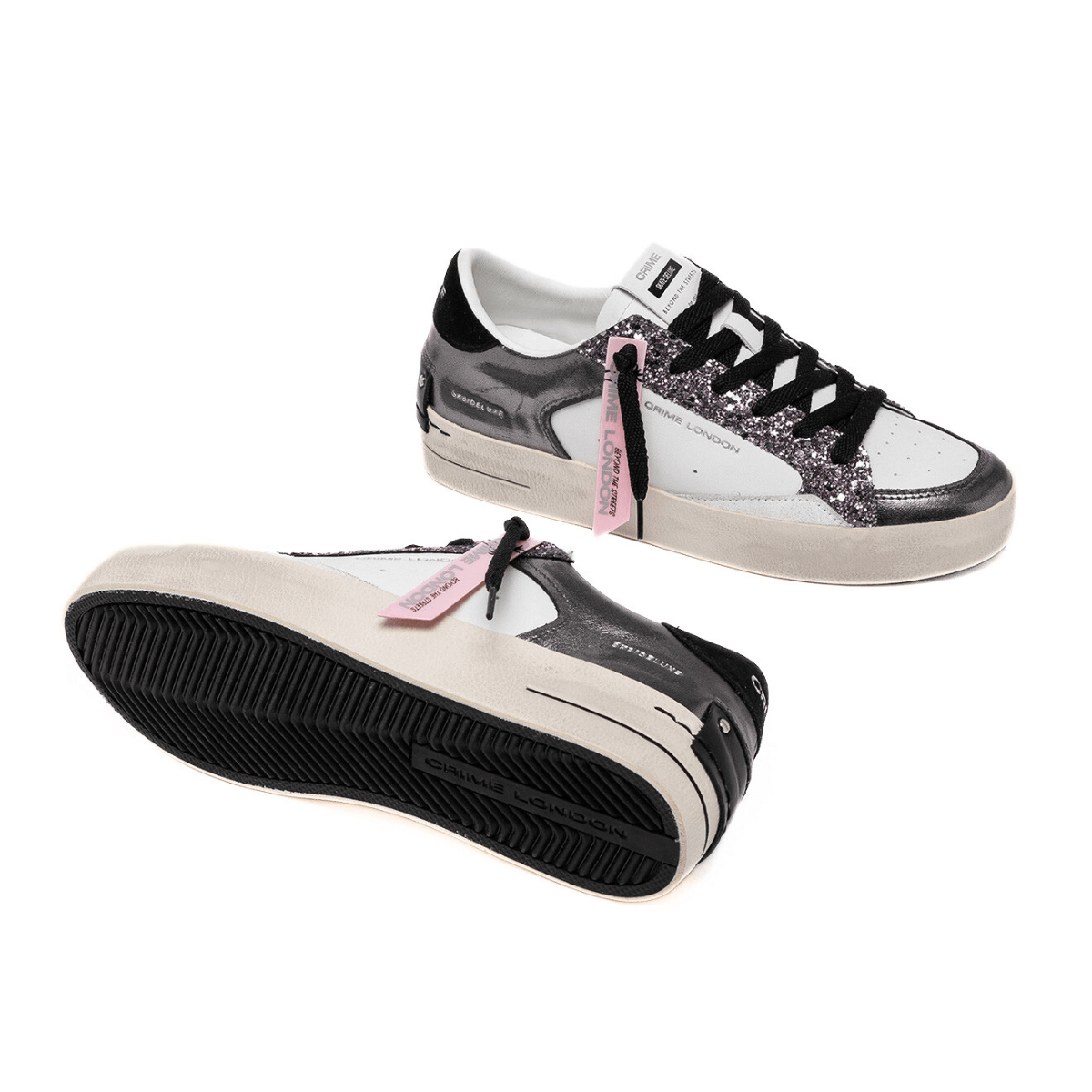 CRIME LONDON SNEAKERS SK8 21107 GLITTER ARGENTO