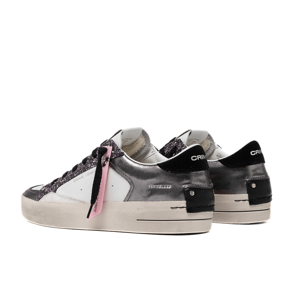 CRIME LONDON SNEAKERS SK8 21107 GLITTER ARGENTO