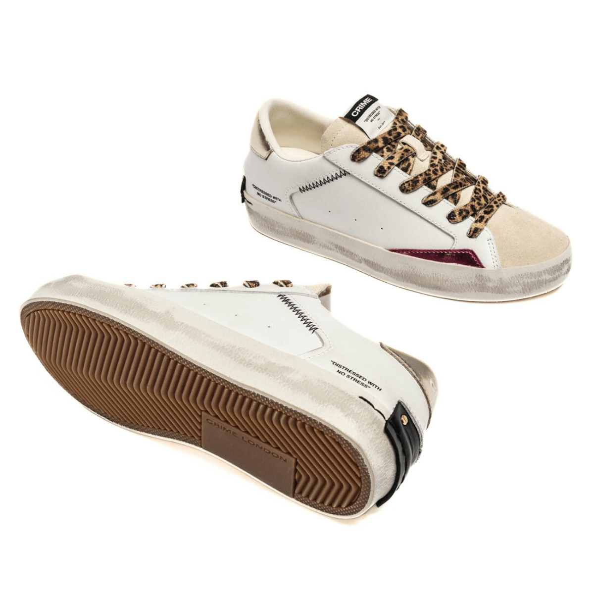 CRIME LONDON SNEAKERS DISTRESSED 25000 10 BIANCO