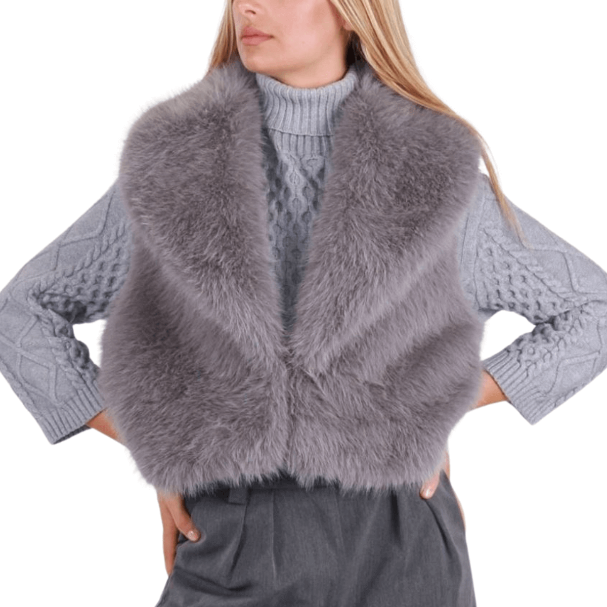BERNA GILET 2540311 PELLICCIA GRIGIO