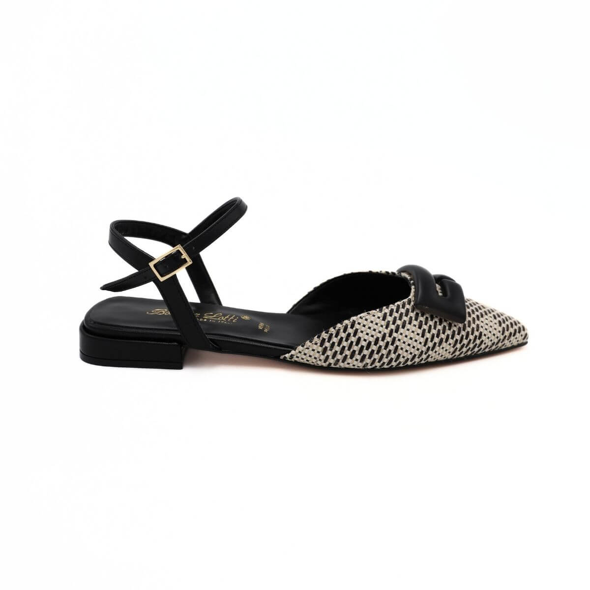 BOTTEGA LOTTI SLINGBACK 411A071 RAFFIA BIANCO/NERO