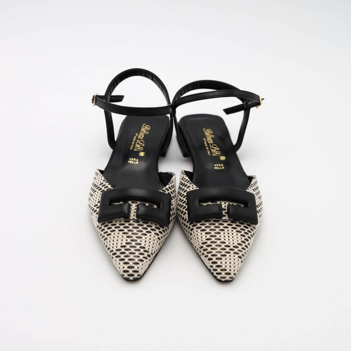 BOTTEGA LOTTI SLINGBACK 411A071 RAFFIA BIANCO/NERO