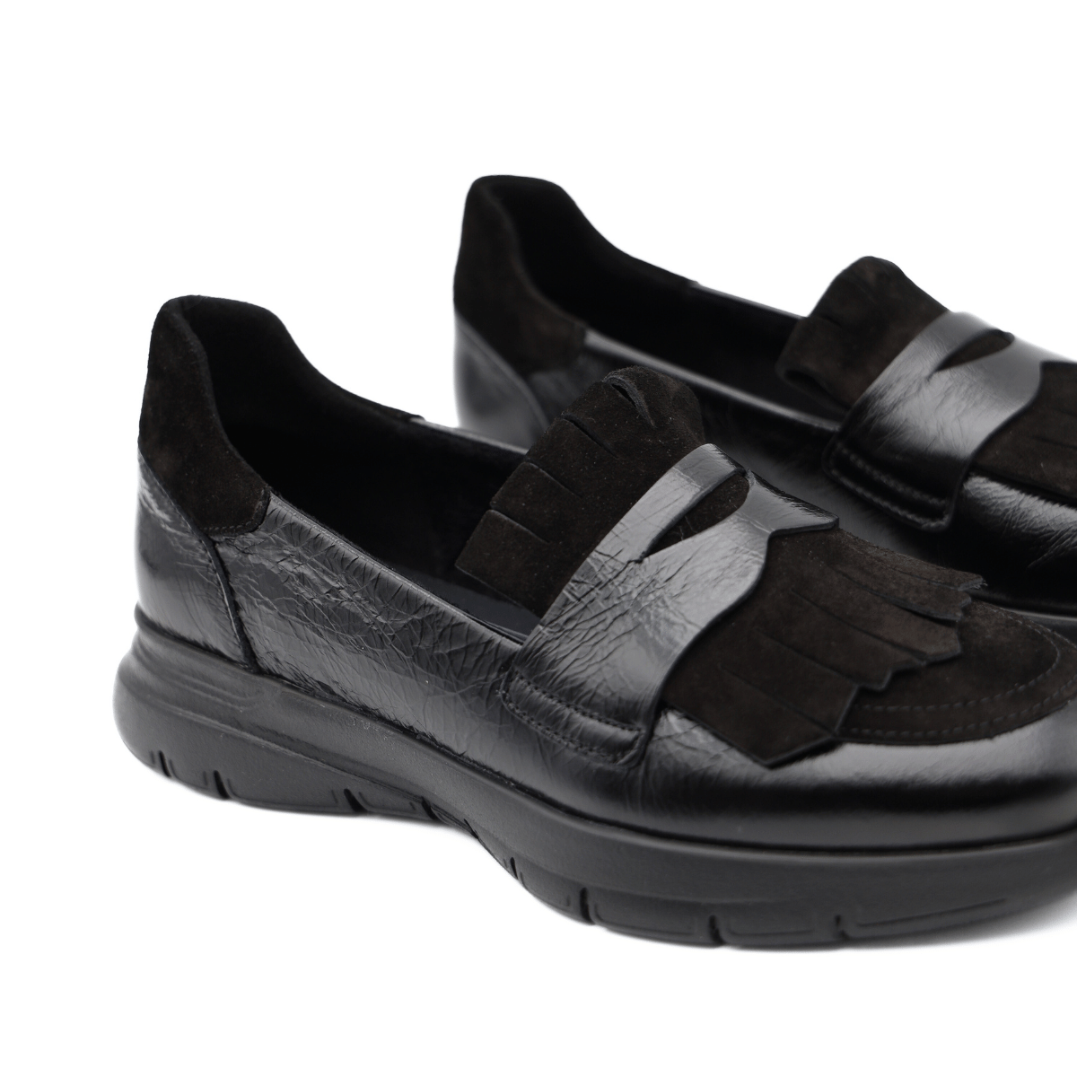 FRAU MOCASSINO 43Q0 FRANGE NERO