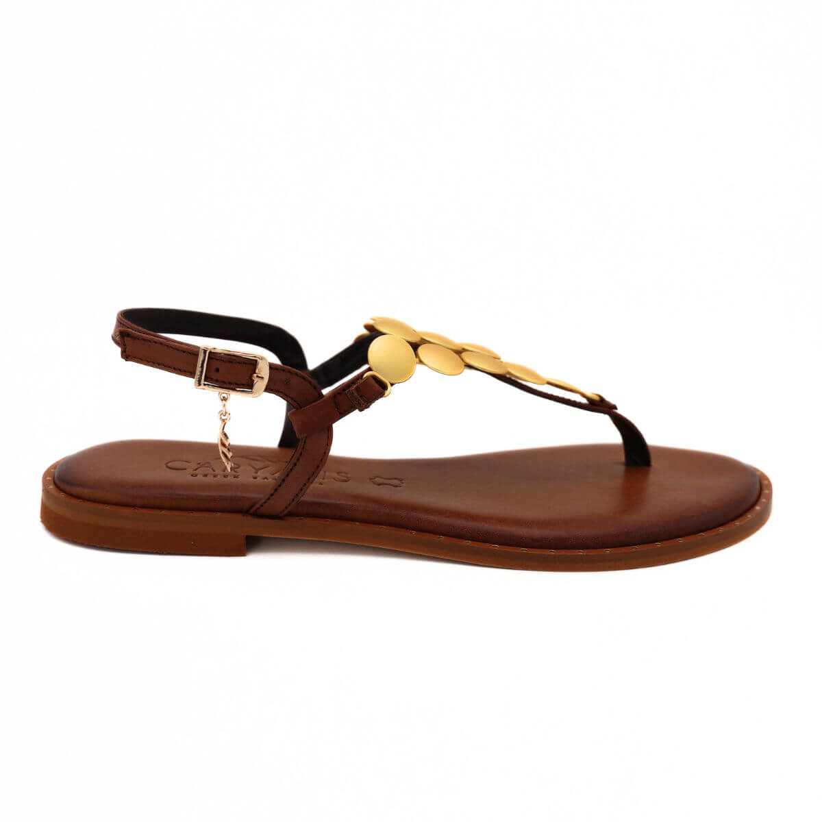 CARYATIS SANDALO 6254 MARRONE MEDAGLIE ORO