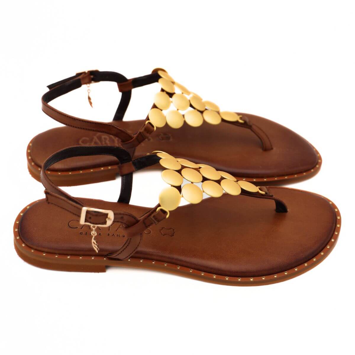 CARYATIS SANDALO 6254 MARRONE MEDAGLIE ORO