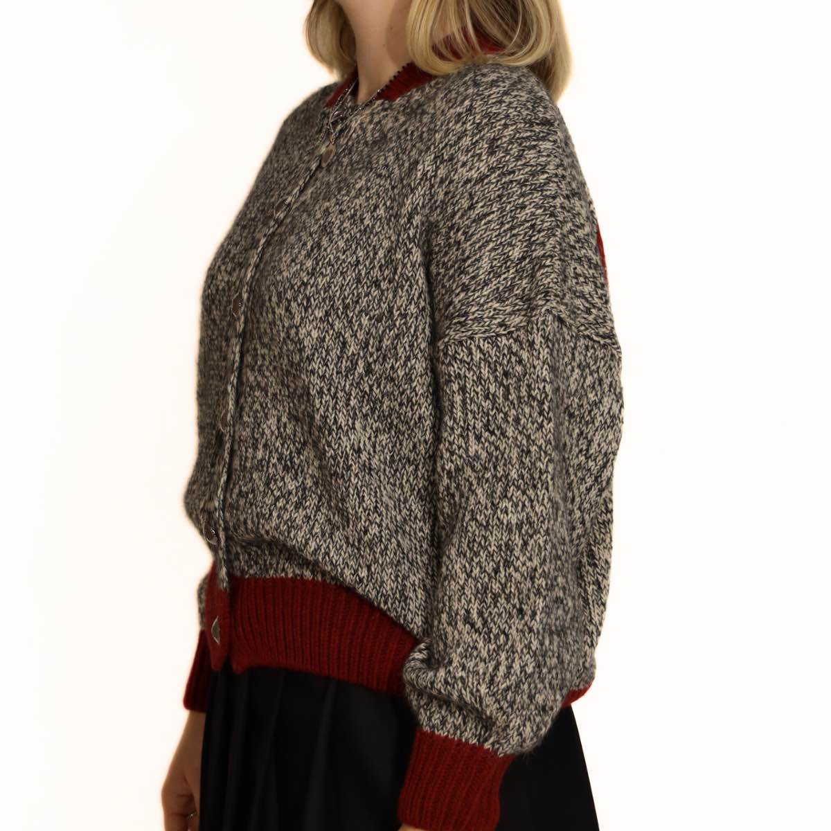 MARYLEY CARDIGAN 24IB830 BIANCO/GRIGIO