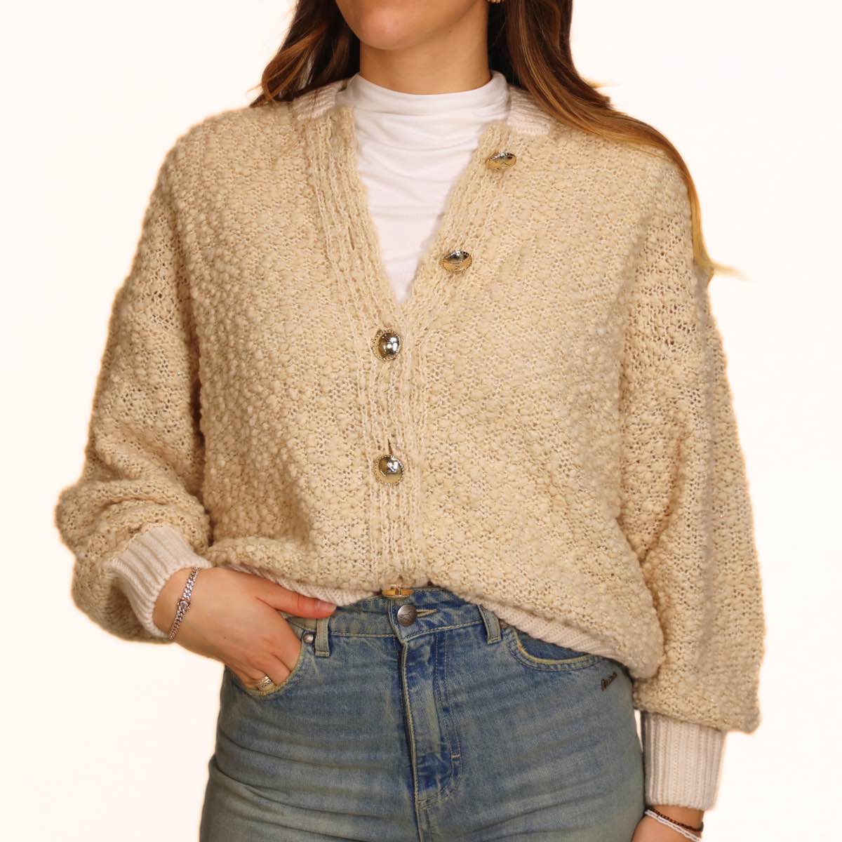 MARYLEY CARDIGAN 24IB832 PANNA