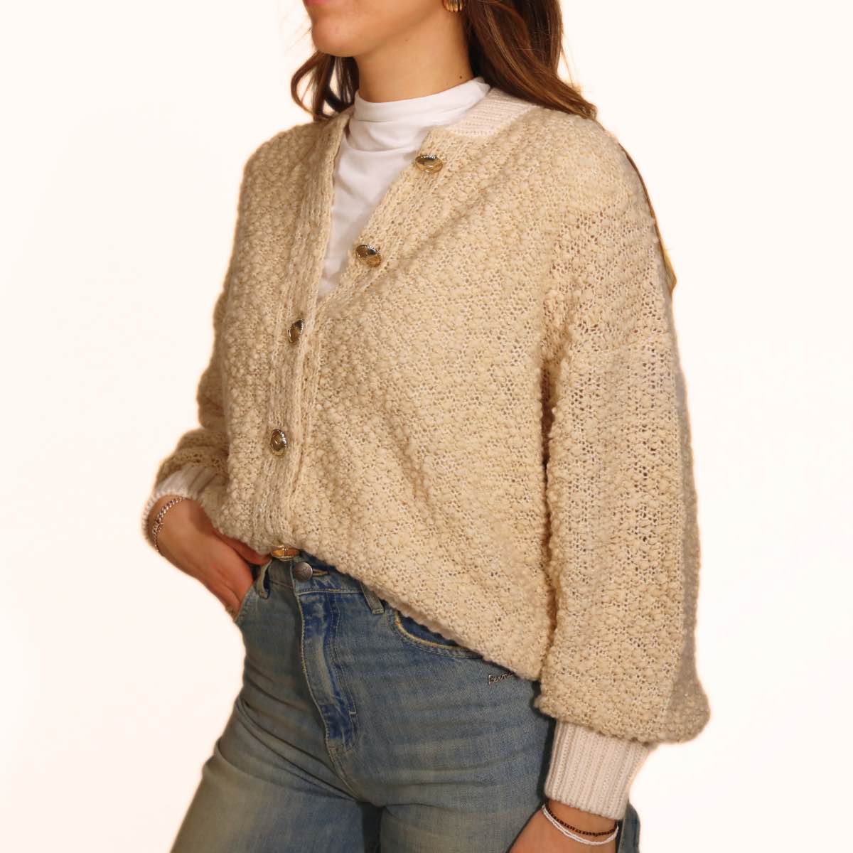 MARYLEY CARDIGAN 24IB832 PANNA