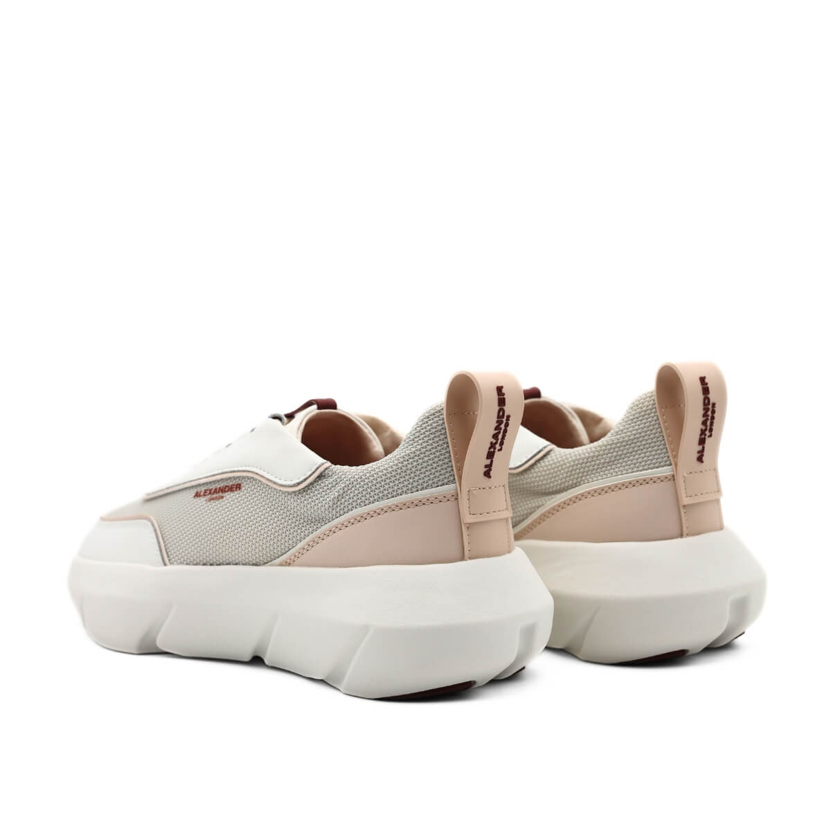 Alexander London Sneakers Eclipse nude in pelle bianca e rosa