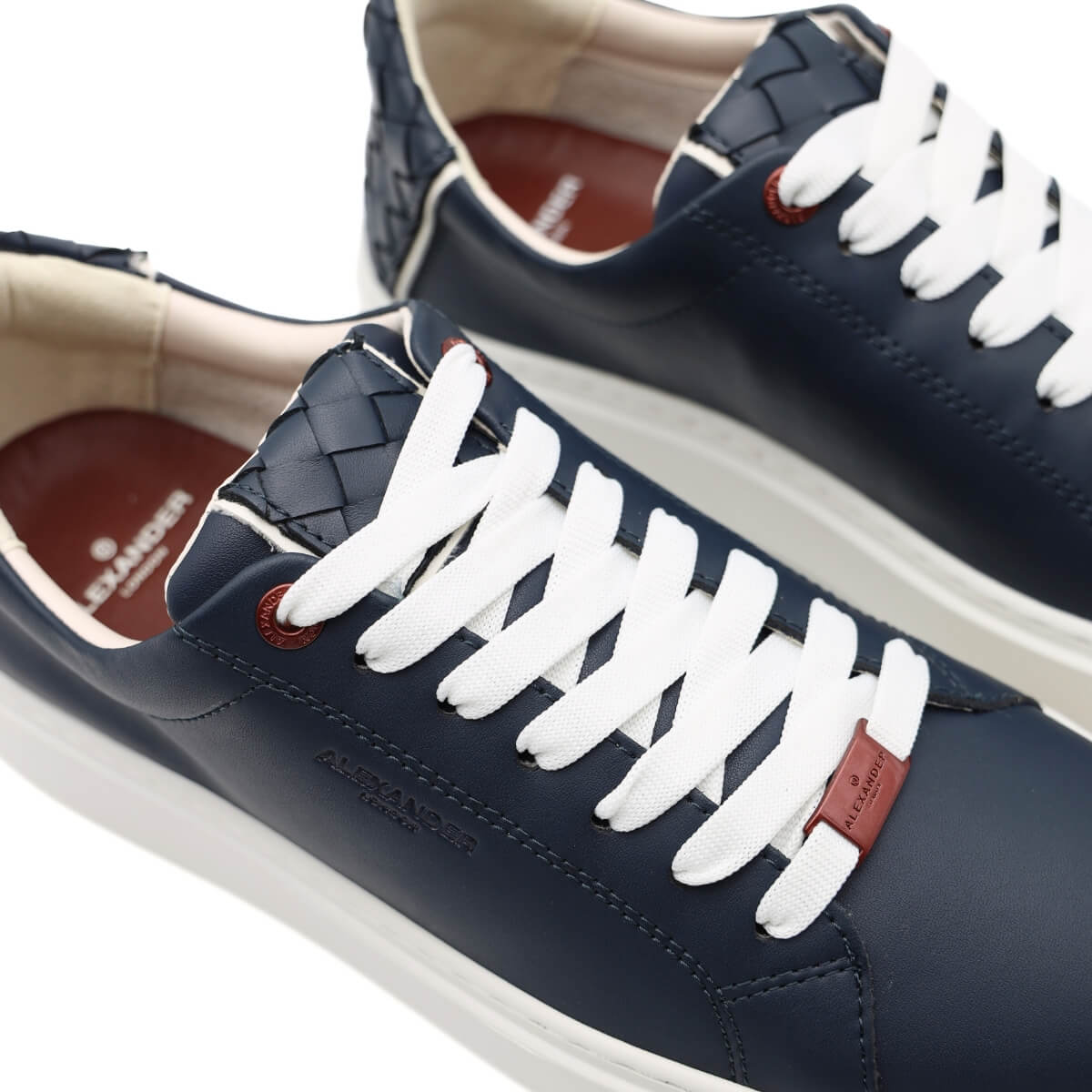 Sneaker Alexander London LDM 9108 Blu in pelle con lacci bianchi
