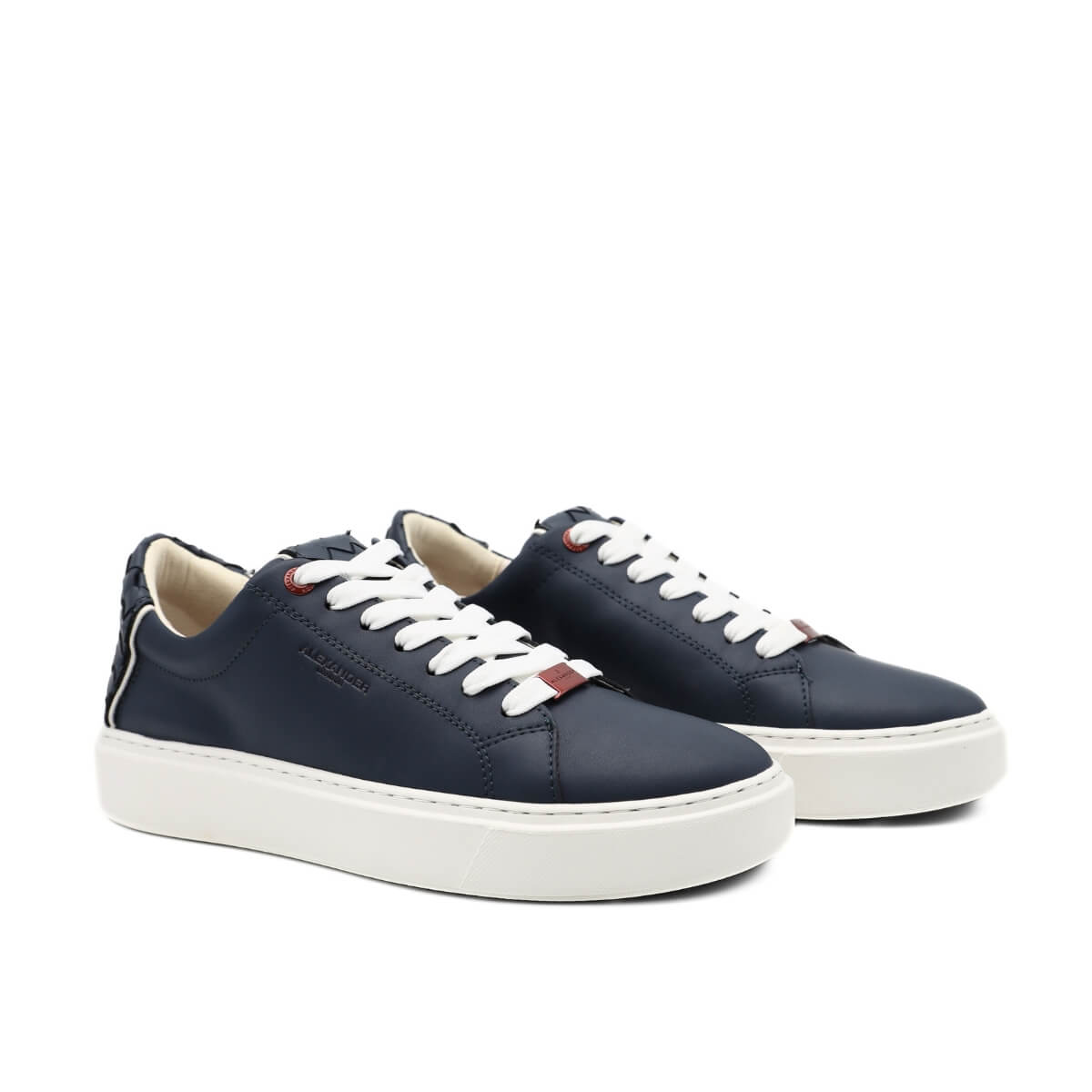 Sneaker Alexander London LDM 9108 Blu in pelle con lacci bianchi