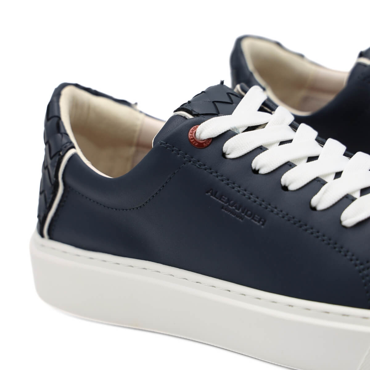 Sneaker Alexander London LDM 9108 Blu in pelle con talloncino intrecciato
