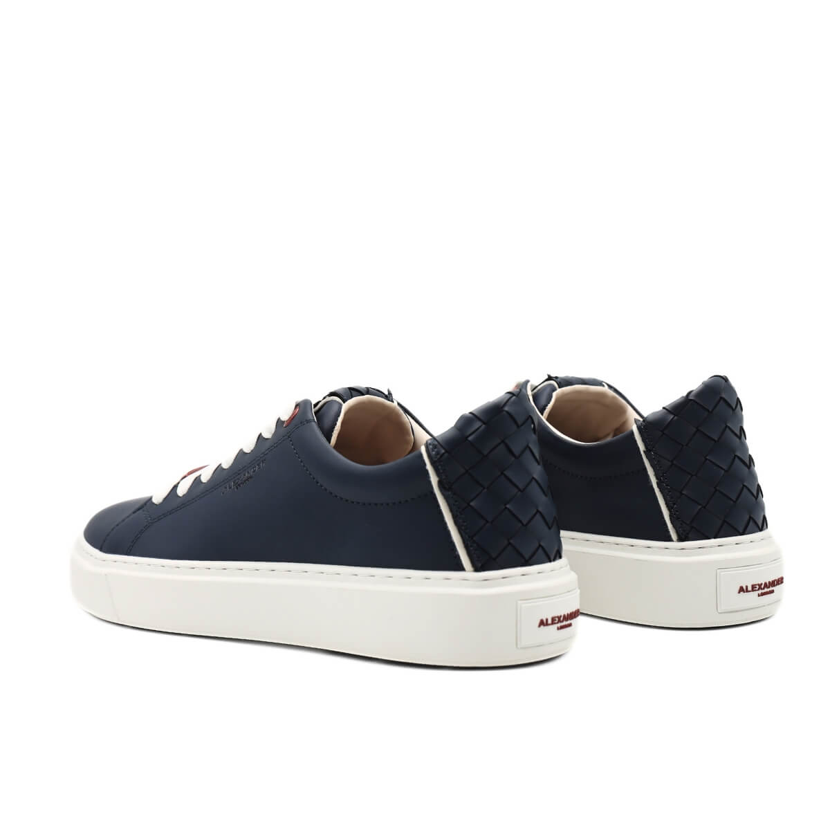 Sneaker Alexander London LDM 9108 Blu in pelle con talloncino intrecciato