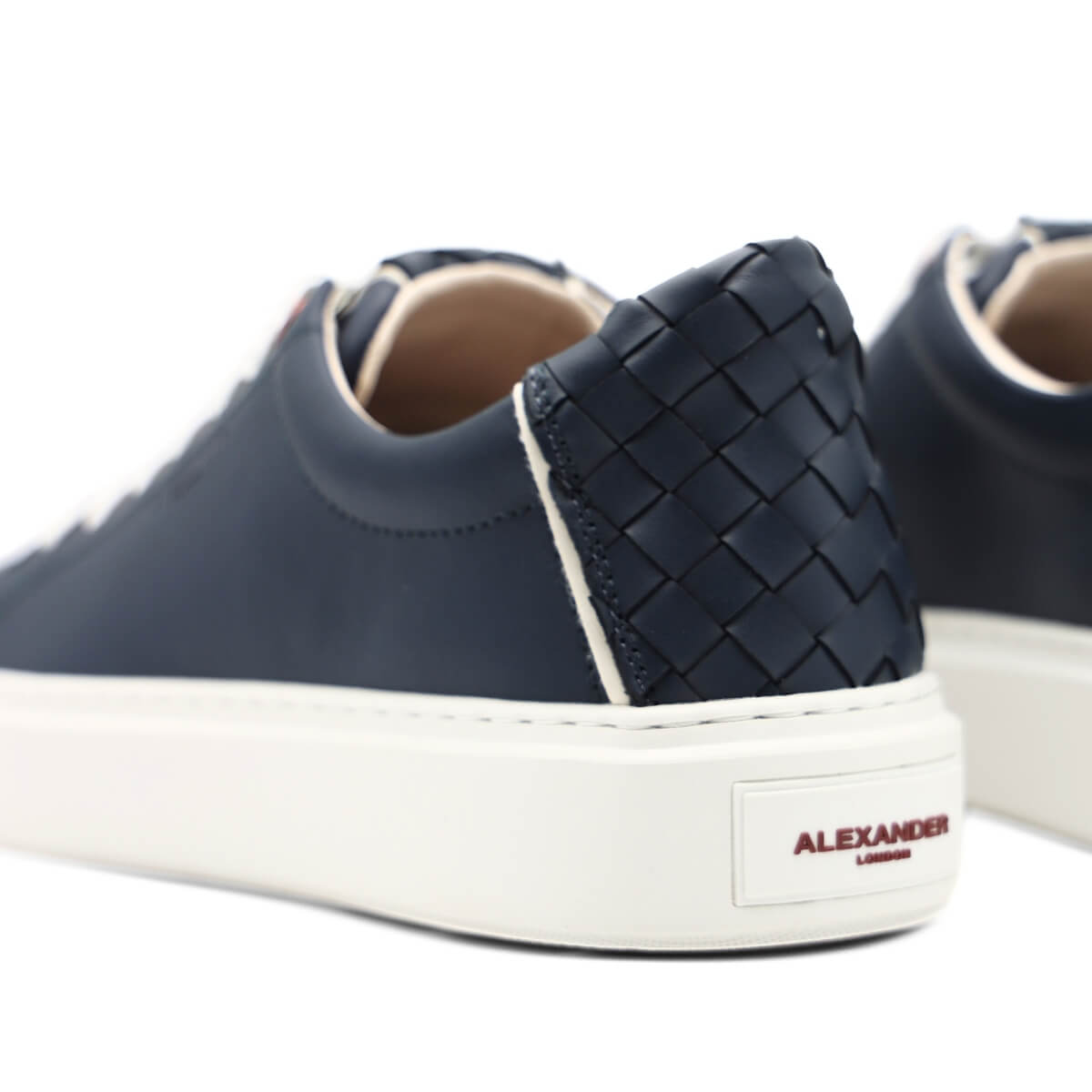 Sneaker Alexander London LDM 9108 Blu in pelle con talloncino intrecciato
