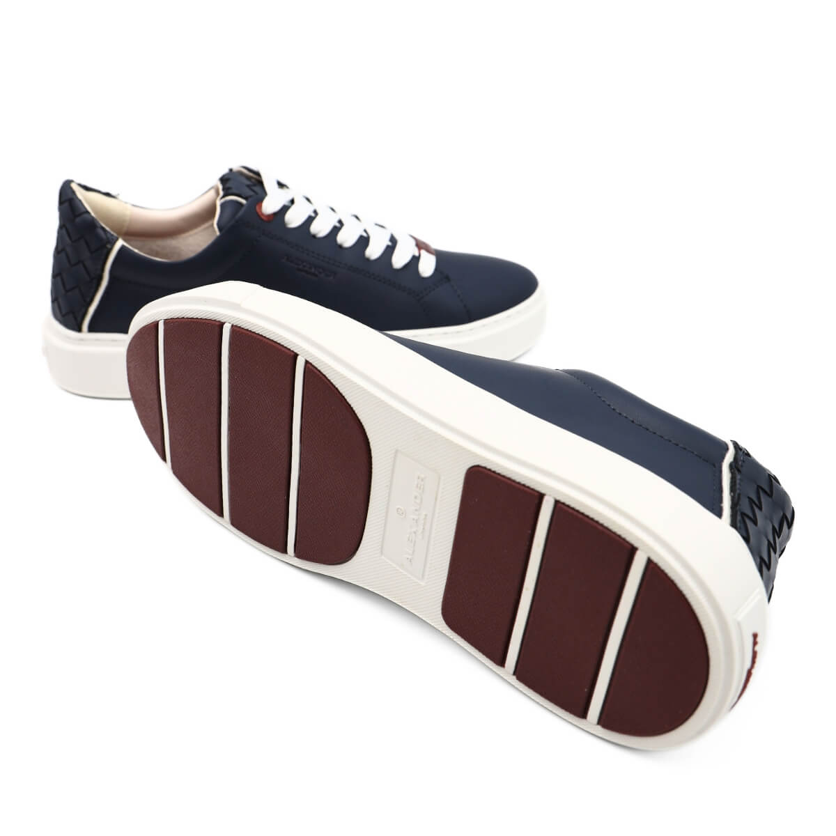 Sneaker Alexander London LDM 9108 Blu in pelle con suola bicolour