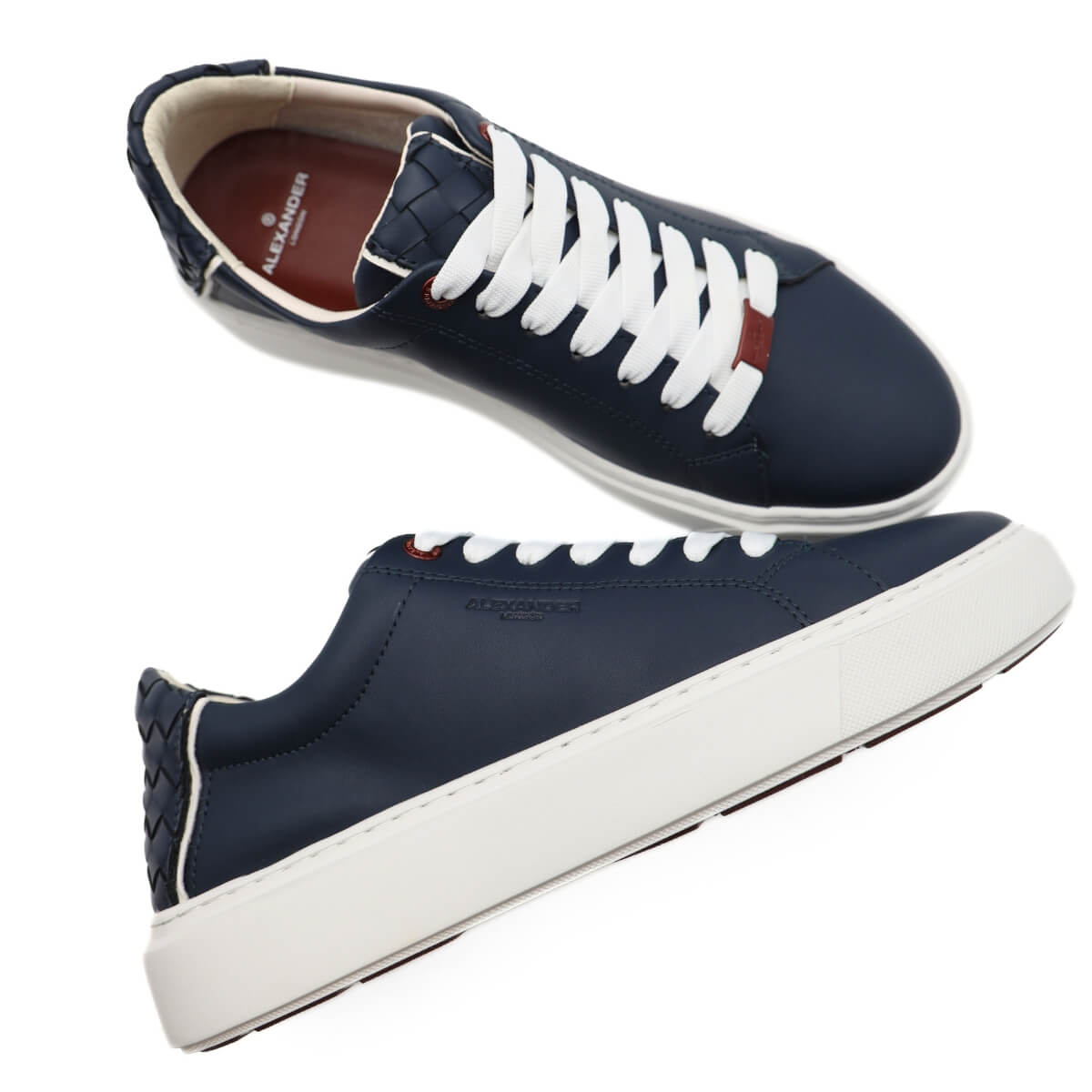 Sneaker Alexander London LDM 9108 Blu in pelle con talloncino intrecciato