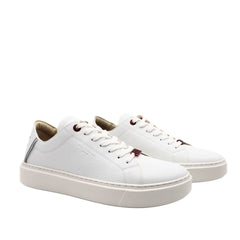 Scarpa sneaker Alexander London LDM 9145 bianca in pelle martellata con dettagli bordeaux
