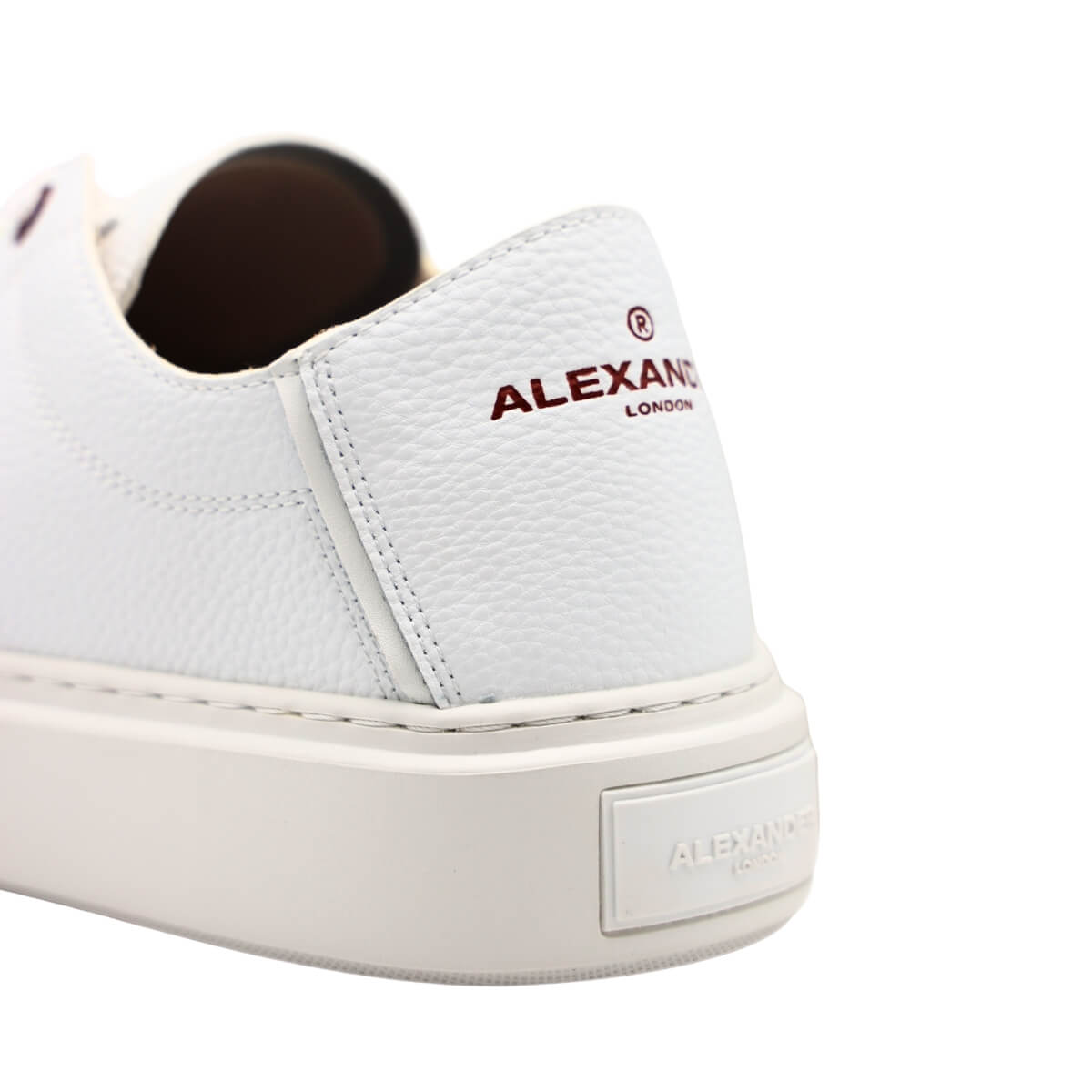 Scarpa sneaker Alexander London LDM 9145 bianca in pelle bottalata con dettagli bordeaux
