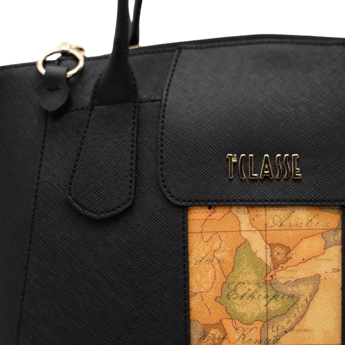 Borsa donna Alviero Martini Prima Classe nera elegante in tessuto saffiano.