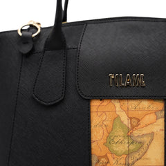 Borsa donna Alviero Martini Prima Classe nera elegante in tessuto saffiano.