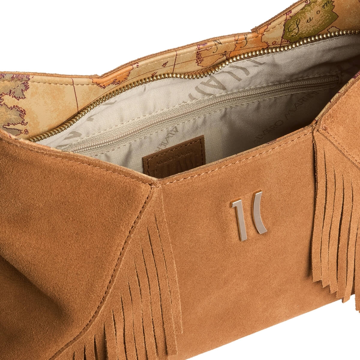 ALVIERO MARTINI 1^ CLASSE BORSA TRACOLLA FRANGE CAMOSCIO LF60 8646 0947 CUOIO