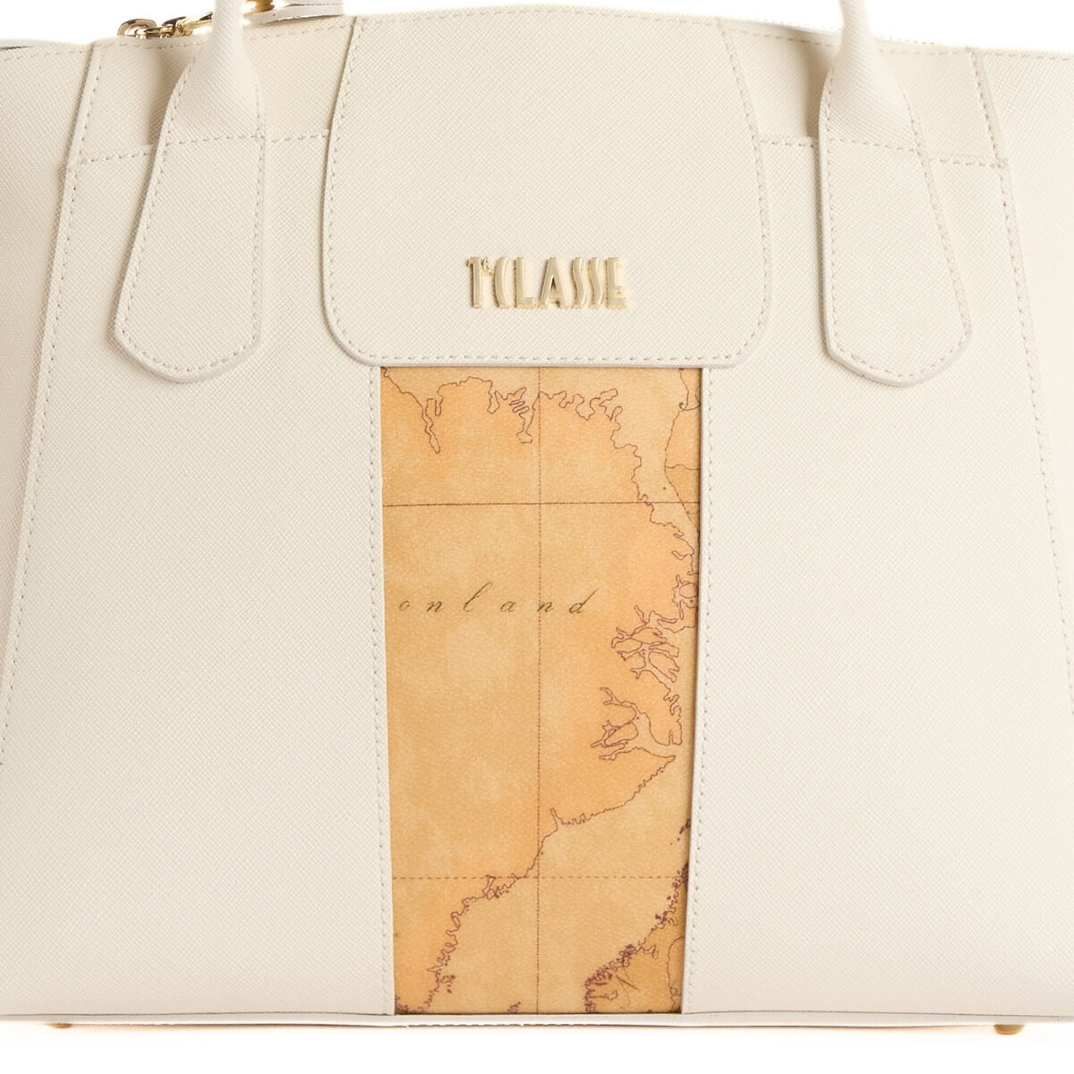 Borsa donna Alviero Martini Prima Classe bianca elegante in tessuto saffiano.