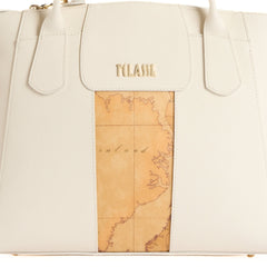 Borsa donna Alviero Martini Prima Classe bianca elegante in tessuto saffiano.
