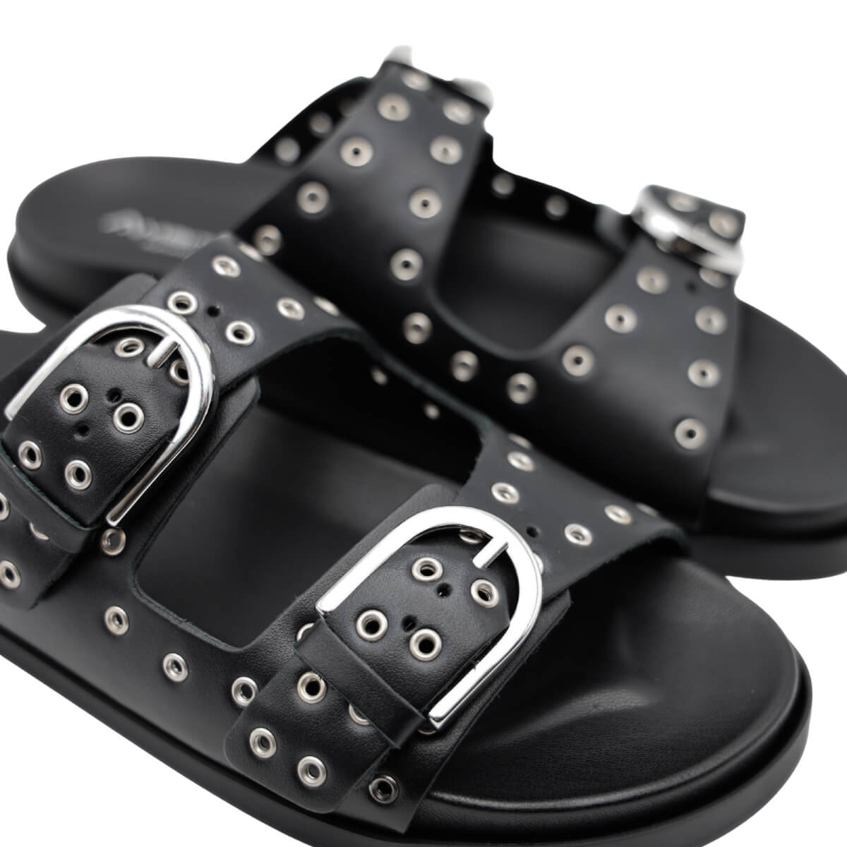 Ciabatta Ambitious 14365 Black con doppia fibbia acciaio.