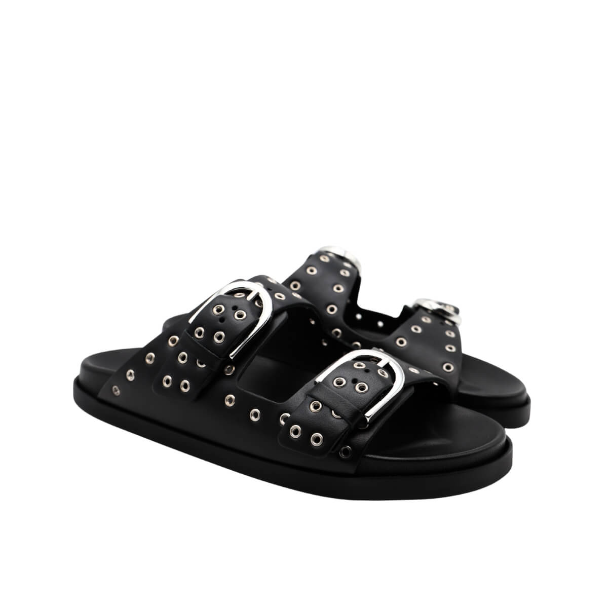Ciabatta Ambitious 14365 Black con doppia fibbia acciaio.