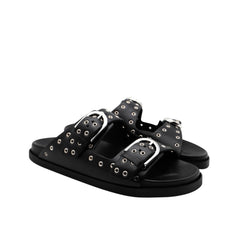 Ciabatta Ambitious 14365 Black con doppia fibbia acciaio.